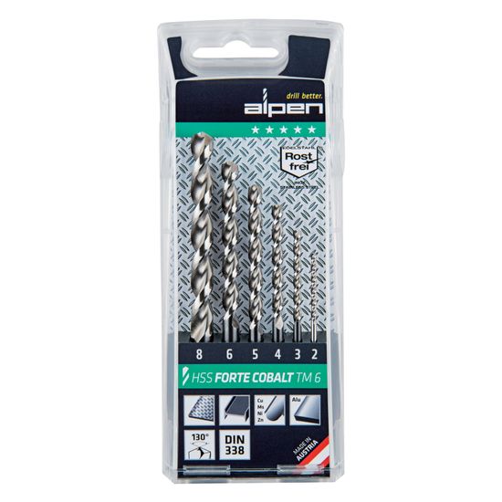 ALPEN Cobalt Drill Bit Set 6 Piece 2-8mm